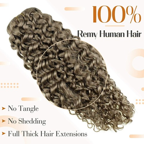 Extension Capelli Lunghi Ricci Capelli Umani 7pz Tessitura Capelli Naturali Biondi 100g - Foto 21 di 44