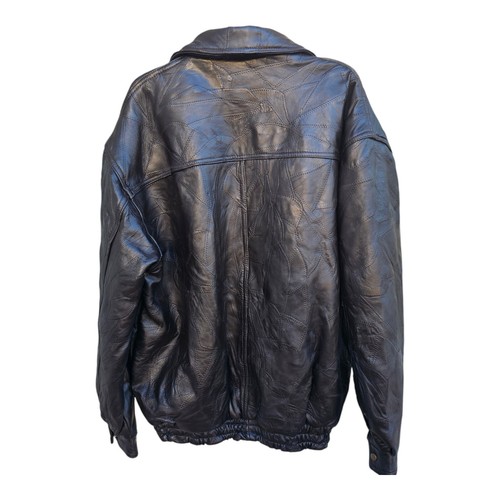 Maxam Leather Jacket Italian Mosaic Bomber Coat Lambskin Chocolate Sz 2X - Picture 2 of 12