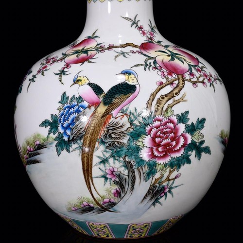 ANTIGUO RARO JARRÓN DE PORCELANA ESMALTES DE COLOR MARCADO QIANLONG CHINO (DG476) - Imagen 5 de 9