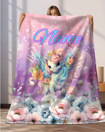 Cute Girl Blanket Personalized, Baby Name Blanket, Girl Baby/Toddler Blanket