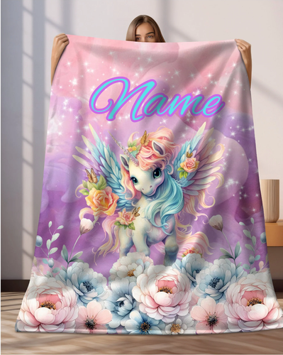 Cute Girl Blanket Personalized, Baby Name Blanket, Girl Baby/Toddler Blanket - Afbeelding 1 van 8