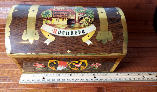 Lebkuchen- Schmitz Nurnberg Metal Cookie Biscuit Tin Treasure Chest Germany - Picture 9 of 12