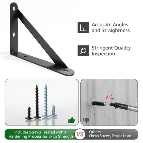 6x4.5 Shelf Brackets 2-Pack Shelf Support Shelf Holder Steel Wall Mount Heavy... - Picture 6 of 7