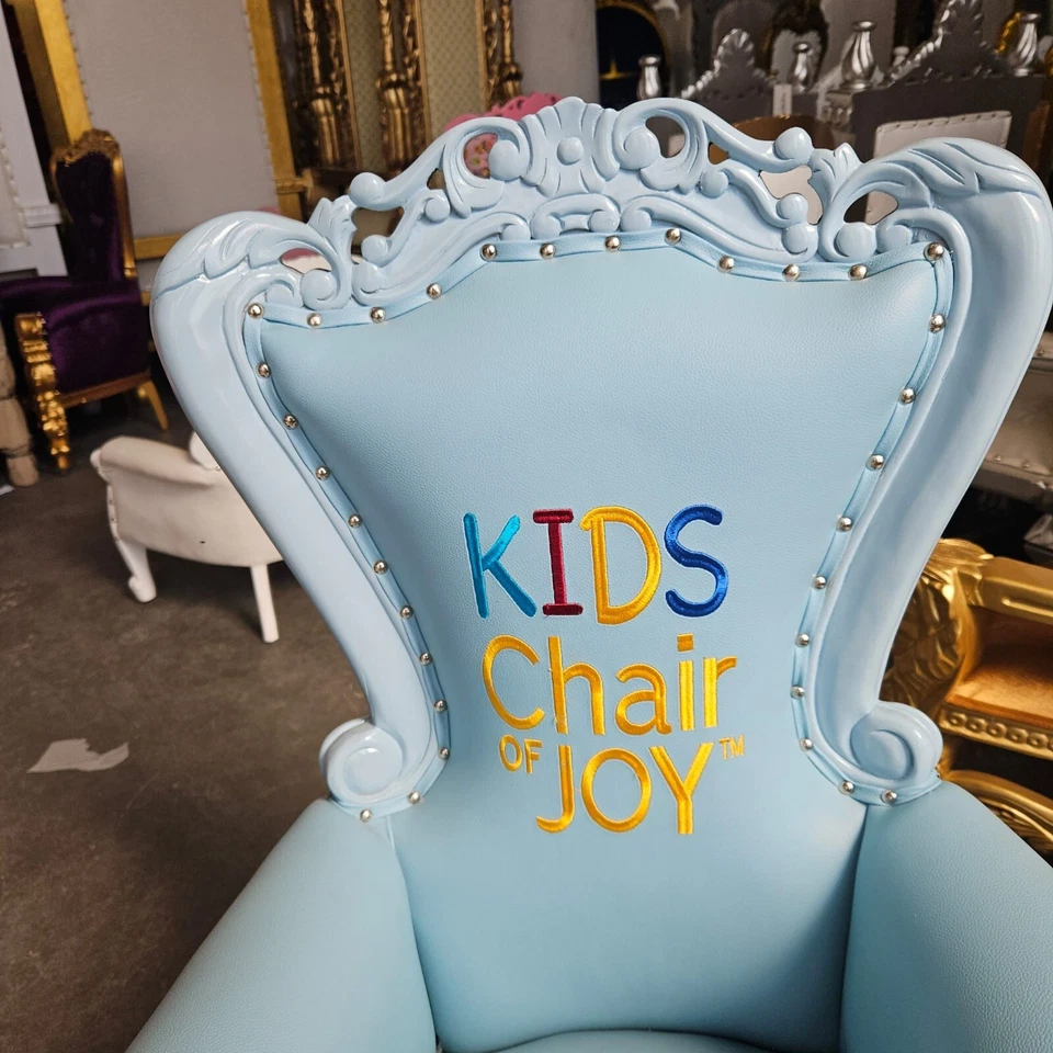 Mini Silla Trono Infantil 36" Alto Lujo Estilo Fiesta Trono - Azul Bebé  Foto 3 de 3