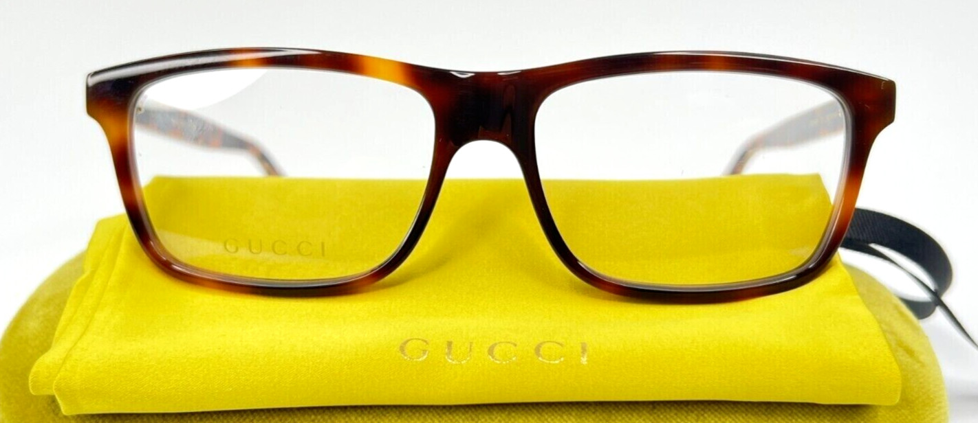 NEW GUCCI GG0384O 003 HAVANA WITH GOLD TRIM AUTHENTIC EYEGLASSES 55-16 JAPAN!