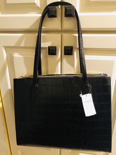 Coach große Krokodillederhandtasche Beuteltasche (schwarz) Weihnachtsgeschenk - Bild 12 von 14