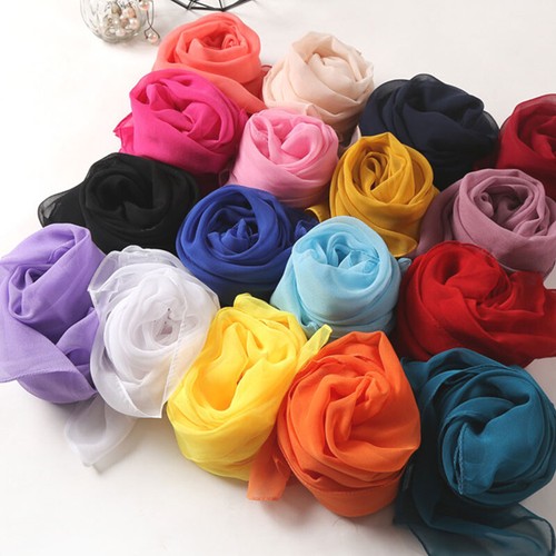 Women Long Soft Chiffon Scarf Plain Sheer Wrap Shawl Large Stole Neck Scarves - Picture 8 of 45