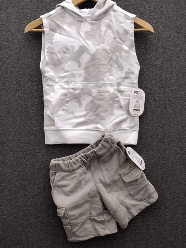 Universal Thread BCI Boys 2-Pack Sleeveless Sweatshirt Hoodie + Cargo Shorts XS - Picture 1 of 9