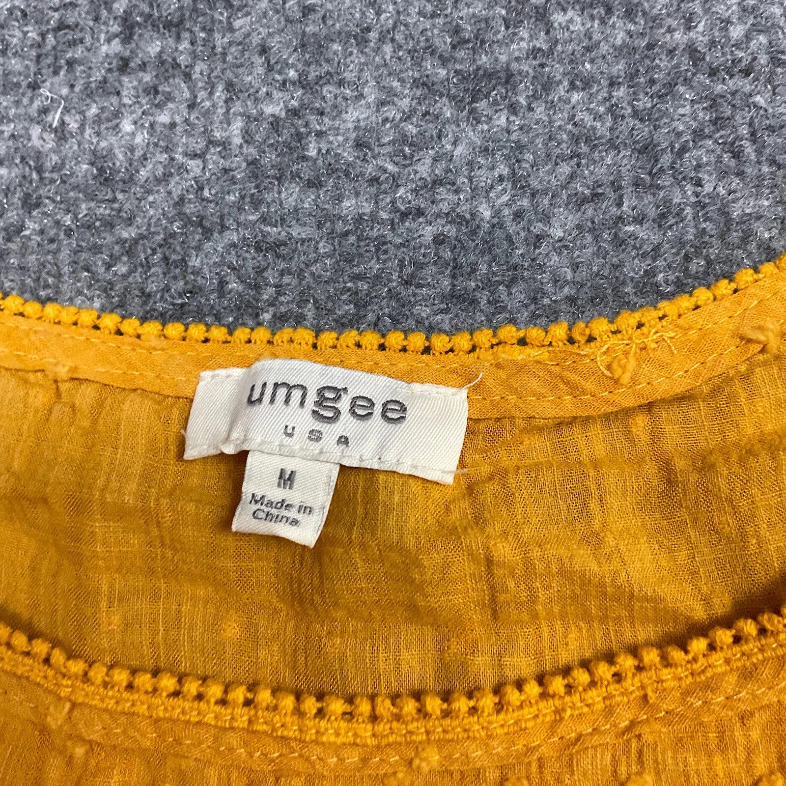 VETEMENTS Abito Umgee donna taglia M giallo maniche corte volant pizzo accenti