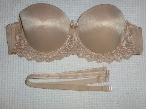 Honeydew Bra 34B Beige Tan Convertible  Back Closure Under Wire Lace Demi - Picture 3 of 6
