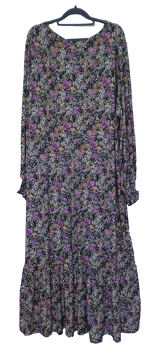 Blue Vanilla Curve Multi Floral V Neck Long Puff Sleeve Midi Mock Wrap UK 28 New - Picture 9 of 11