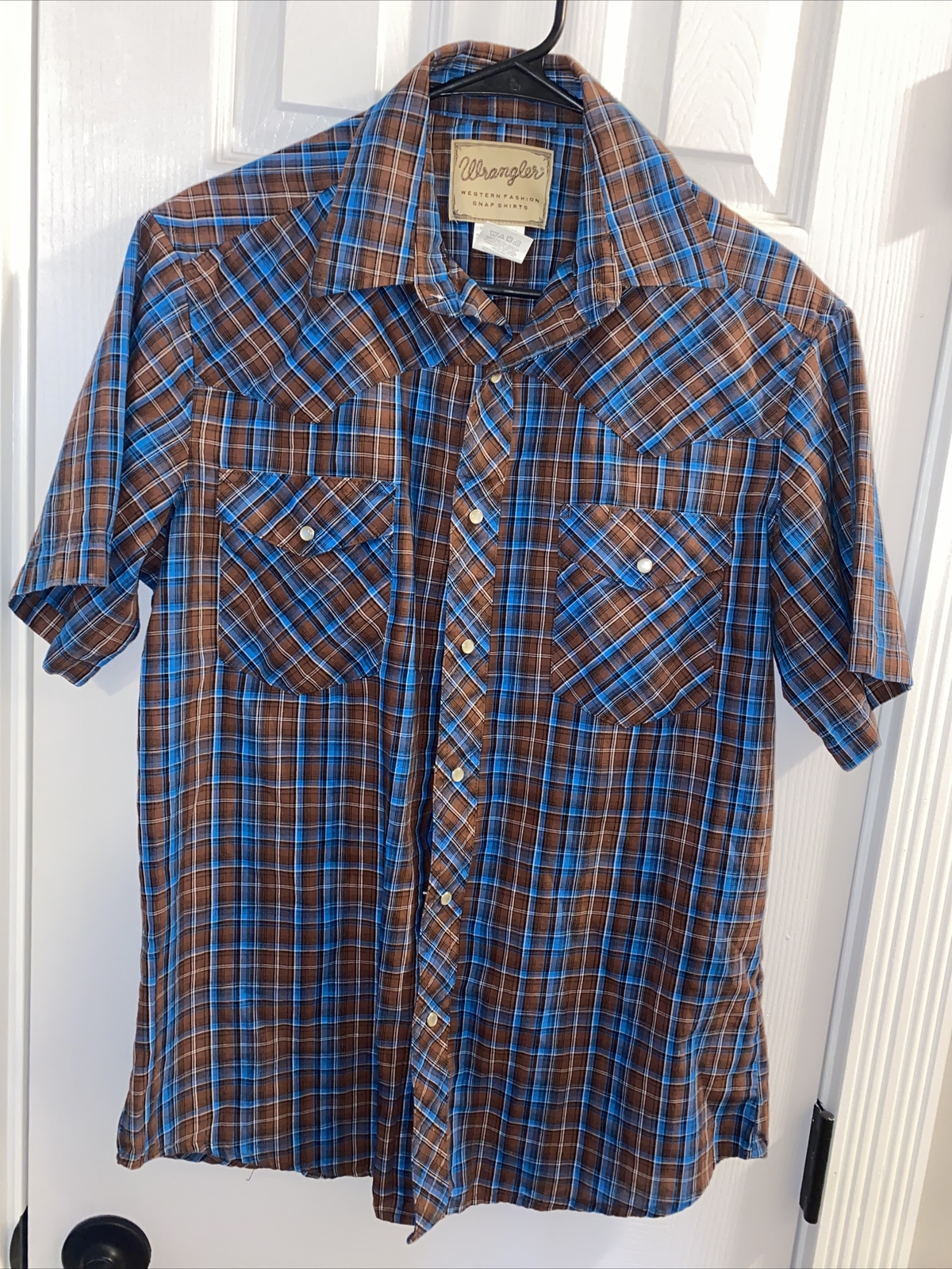 Wrangler Pearl Snap Western Shirt. Short Sleeve Brown… - Gem