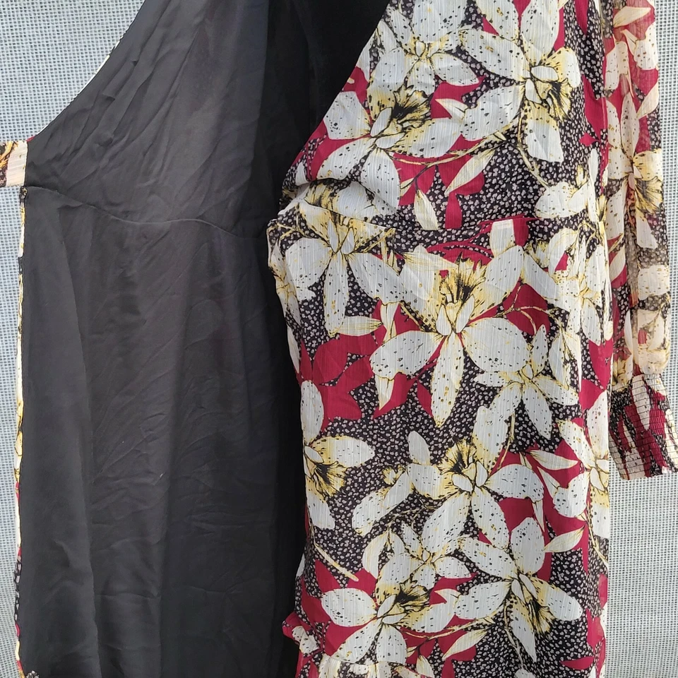 Vestido para mujer Bar III floral manga larga envolvente cuello en V. Talla XXL. Forrado. Nuevo con etiquetas Foto 4 de 4