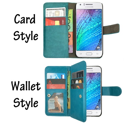 Leather Flip Case PU Wallet Stand Cover for Samsung Galaxy J1 2016 J16 & J100Y - Picture 11 of 20