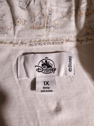 Disneyland Mickey & Castle, 1X Hoodie, Full Zip Sweatshirt, White/Gray Cotton - Picture 6 of 13