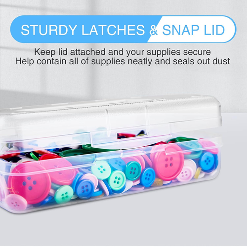 6 Pack Clear Pencil Box, Plastic Large Pencil Case with Snap-Tight Lid, Hard Cra - Picture 5 of 12