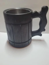 Wood Beer Mug  Stainless Steel Cup Inside Vikings Style Drink Mug Handmade.