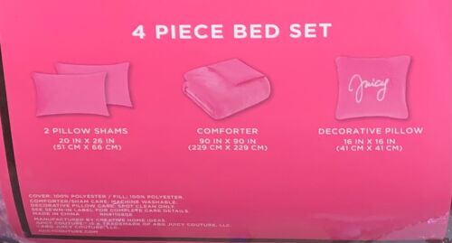 Juicy Couture Pink Coquette Bows Embossed Plush 4p QUEEN Comforter Set Soft&Cozy - Picture 4 of 6
