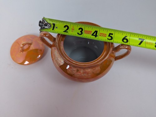 Juego Crema y Azúcar Japón NARANJA Lustre Lustre Iridiscente Set 3 Piezas con Tapa Crema - Imagen 13 de 15