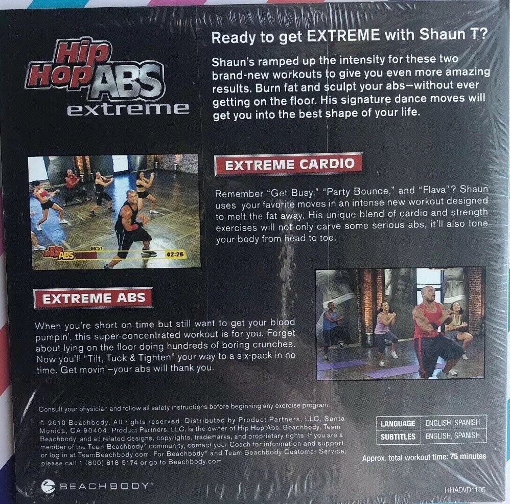 HIP HOP ABS Extreme Cardio fitness DVD toning w Shaun T workout exercise