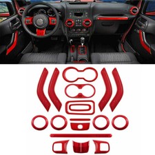 Red Interior Decor Trim Cover Kit For 2011-2017 Jeep Wrangler Jk 18pcs Full Set