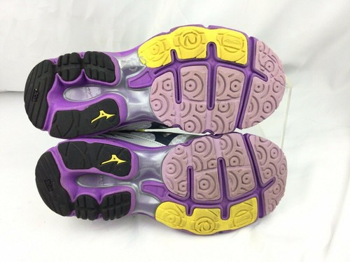 Mizuno Wave Rider 17 Running Training Shoes White/ Purple/ Yellow Womens Size 6 - Picture 9 of 11