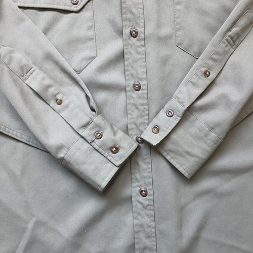 VTG Pendleton Slant Flap Pocket High Grade Western Shirt L Beige Wool Gabardine - Picture 7 of 11