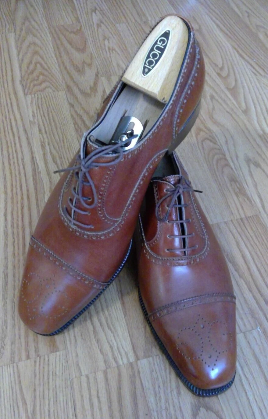 CHAUSSURES OXFORD HOMME VINTAGE GUCCI GG MONOGRAMME CUIR MARRON À LACETS 11 US