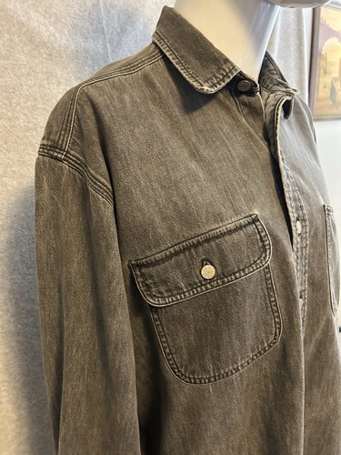 Camisa Denim Doble RL RRL Para Hombre Talla L Desteñida Negra Denim Metal Botones Ropa de Trabajo - Imagen 4 de 19