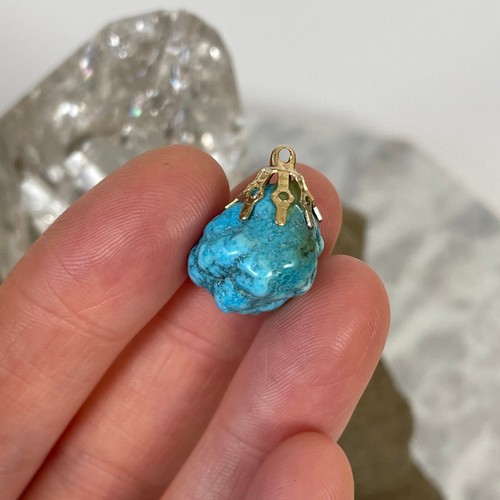 Pendant NATURAL TURQUOISE Necklace Nugget Chunk Pretty Color - Picture 8 of 14