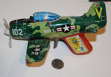 Vintage NAVY Military Friction Powered Tin Litho Trigger Plane Japan TN VA-102
