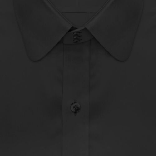 Camicia abito compleanno cotone nero uomo stile Peaky Blinders collo alto penny - Foto 7 di 11
