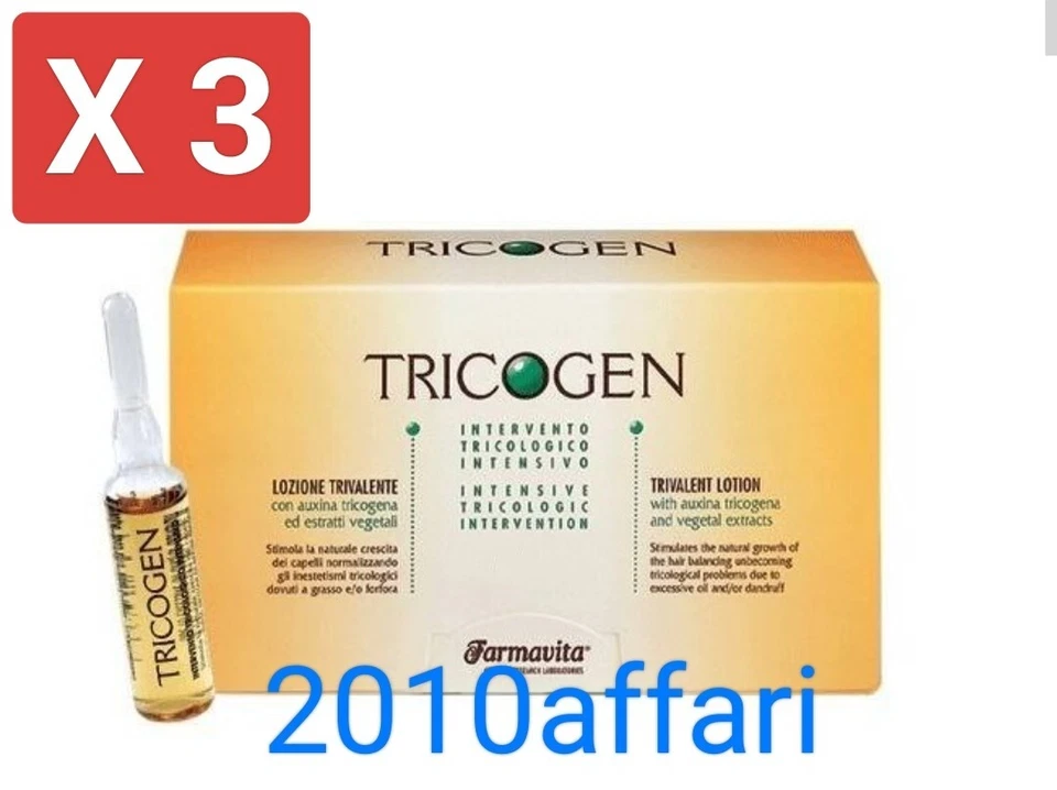 Farmavita Tricogen Lozione Trivalente 12 Fiale da 8 ml - 3 Pezzi