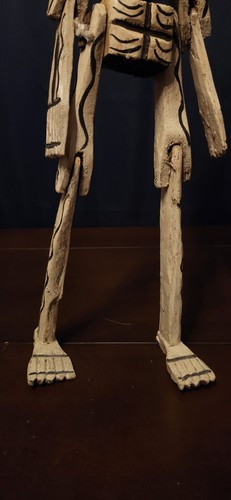 Handcarved Skeleton Day Of The Dead Decor Primitive 17" Mexico Dia De Muertos - Picture 6 of 23