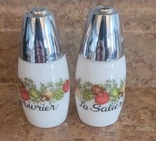 70's Spice Of Life Corning Gemco Salt & Pepper Shaker Set La Saliere Le Poivrier