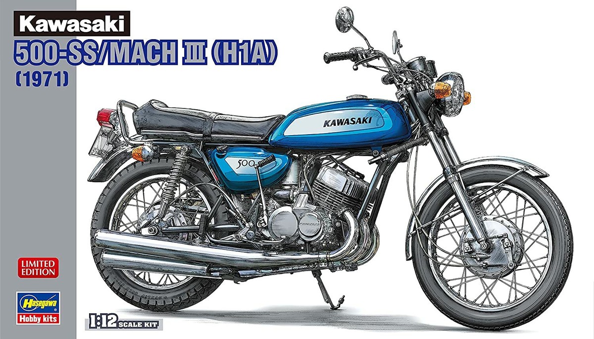Kawasaki 500SS Mach III 1/12 スケールモデル Hasegawa 1/12 Kawasaki 500-SS / MACH III H1A 1971 Plastic