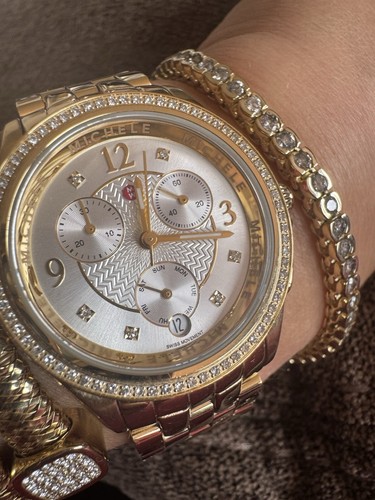 Stunning Michele Belmore Diamonds Gold Watch 37mm Case - Picture 6 of 17