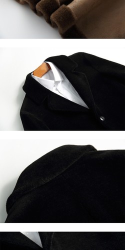 Men's Real Fur All-in-one Fur Coat Mid-length Sheep Suit Collar Single-breasted - Picture 6 of 12
