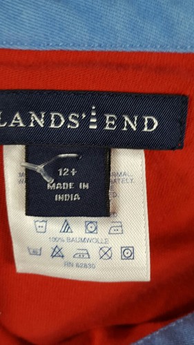 Falda roja para niñas Lands End ballenas azules 100 % algodón azul tubería de cintura talla 12 - Imagen 8 de 8