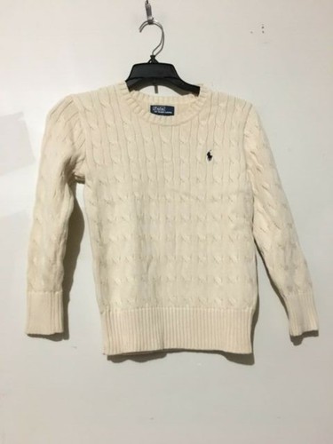 Polo Ralph Lauren Size 7 Cable Knit Cream Sweater 100% Cotton Kids Girls  RN41361 | eBay