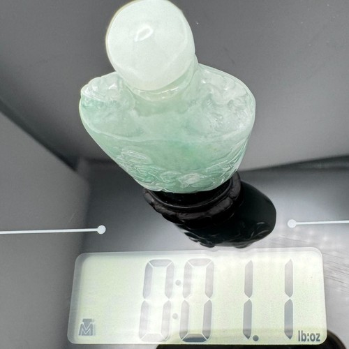 Antique Pre-1900 Chinese Jade Jadeite Snuff Bottle Screw Top & Carved Design - Picture 5 of 18