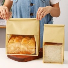 50pcs Kraft Paper Packaging Bags W/ Clear Window For Toast Bread Bakery Business