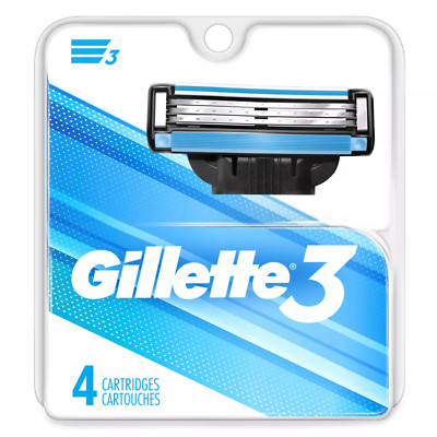 Lot of 2 x 4 packs 8 Total Gillette 3 Men's Razor Blade Refill Cartridges Sealed