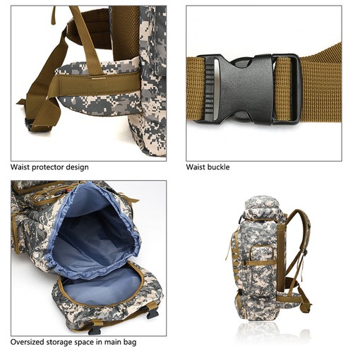 100/80L/70L Military Tactical Backpack Rucksack Hiking Camping Outdoor Bag Large - Picture 26 of 59