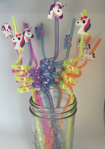 Unicorn_Reusable Twisty Drinking Straws_Kids Birthday Party_10 Pieces - Picture 3 of 4