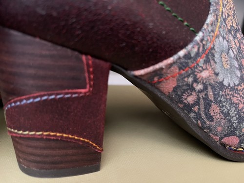 L’Artiste Bordeaux Red Floral Leather Ankle Boots 38 7.5 8 Spring Step Melvina - Picture 8 of 14