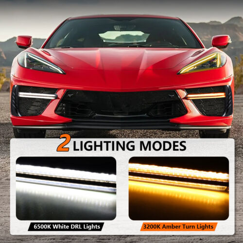Luz de circulación diurna con bisel de parrilla LED con intermitente para Corvette C8 2020-2023 - Imagen 2 de 9
