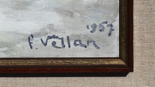 Felice Vellan (Torino 1889-1976)"Courmayeur,Valle D'Aosta 1957" Neve, nevicata. - Imagen 5 de 24