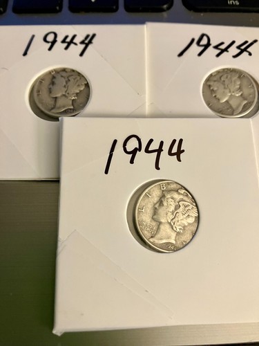 1944 Merkur Groschen Lot 3 10c Fehler (in Cod we Trust) sehr lesbar 90% Silber