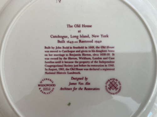 Plato Cutchogue LI NY The Old House Wedgwood Inglaterra - Imagen 4 de 4
